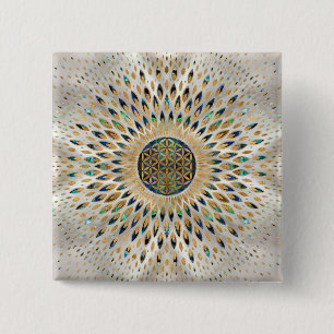 Flower of Life - Abalone Shell and Pearl 缶バッジ
