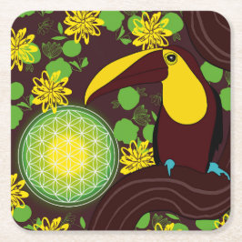 flower of life bird  スクエアペーパーコースター