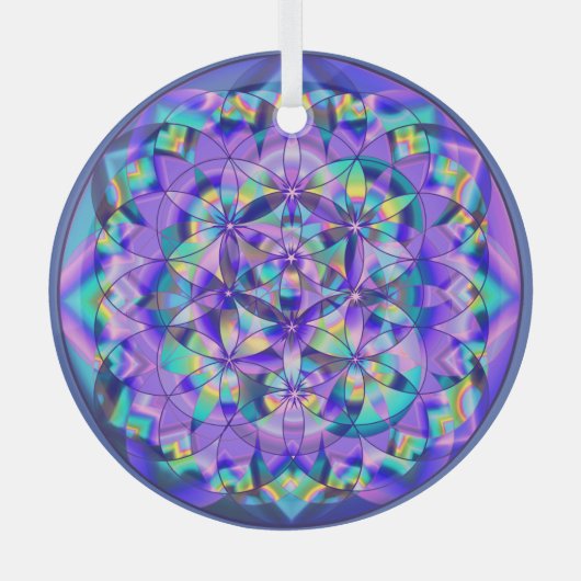 Flower of Life Blue～ ガラスオーナメント (正面)
