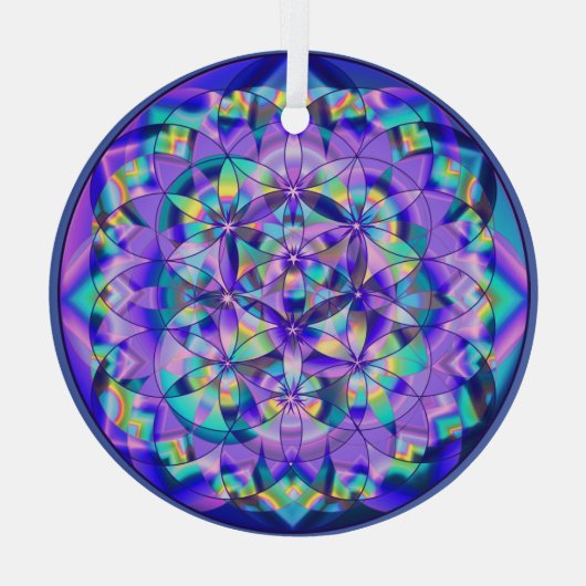 Flower of Life Blue～ ガラスオーナメント (裏面)