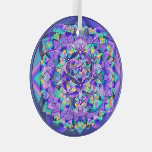 Flower of Life Blue～ ガラスオーナメント (正面右)