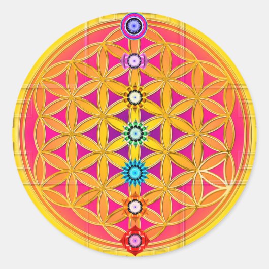 FLOWER OF LIFE / Blume des Lebens -チャクラ ラウンドシール (正面)