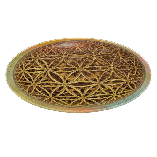 Flower Of Life / Blume des Lebens – ボールグリッド金ゴールド カッティングボード (角)