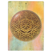 Flower Of Life / Blume des Lebens – ボールグリッド金ゴールド クリップボード (裏面)