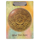 Flower Of Life / Blume des Lebens – ボールグリッド金ゴールド クリップボード (正面)