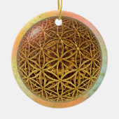 Flower Of Life / Blume des Lebens – ボールグリッド金ゴールド セラミックオーナメント (正面)