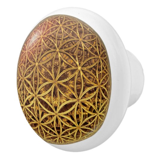 Flower Of Life / Blume des Lebens – ボールグリッド金ゴールド セラミックノブ (右)