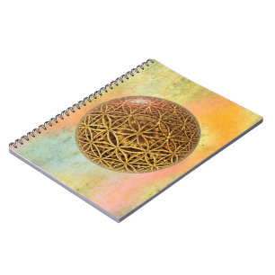Flower Of Life / Blume des Lebens – ボールグリッド金ゴールド ノートブック