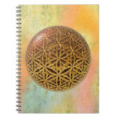 Flower Of Life / Blume des Lebens – ボールグリッド金ゴールド ノートブック (正面)