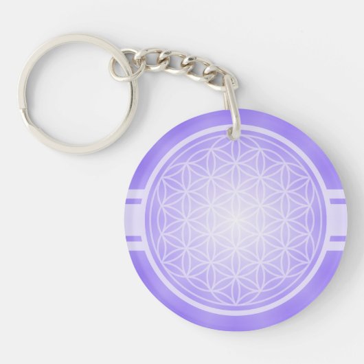 Flower of Life / Blume des Lebens – 白い透明。 キーホルダー (正面)