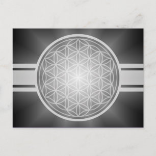 Flower of Life / Blume des Lebens – 白い透明。 ポストカード