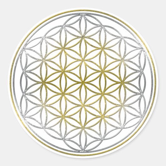 FLOWER OF LIFE / Blume des Lebens - BiColor ラウンドシール (正面)