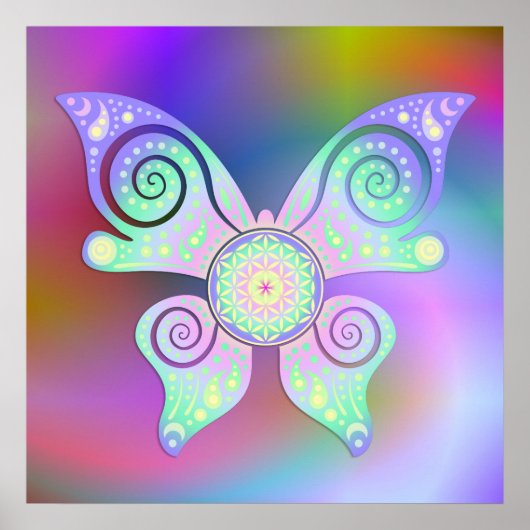 Flower of Life / Blume des Lebens - butterfly ポスター (正面)