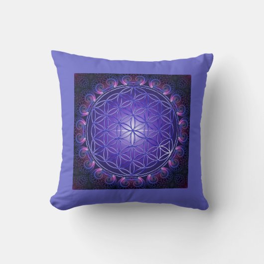 FLOWER OF LIFE / Blume des Lebens Mandala I Square クッション (正面)