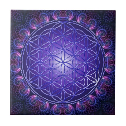 FLOWER OF LIFE / Blume des Lebens Mandala I Square タイル (正面)