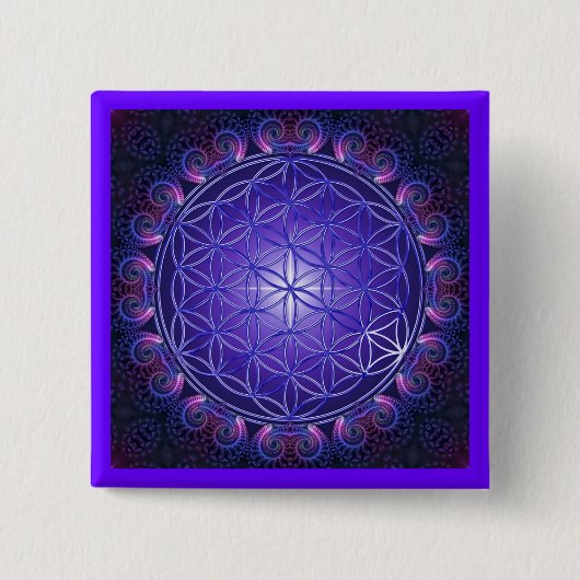 FLOWER OF LIFE / Blume des Lebens Mandala I Square 缶バッジ (正面)
