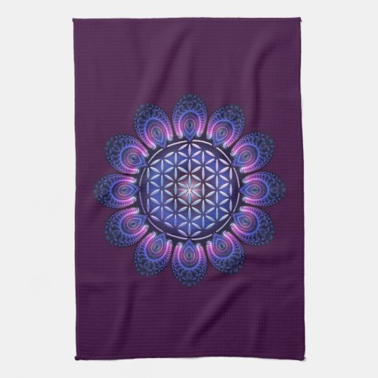 FLOWER OF LIFE / Blume des Lebens - Mandala II キッチンタオル (縦)