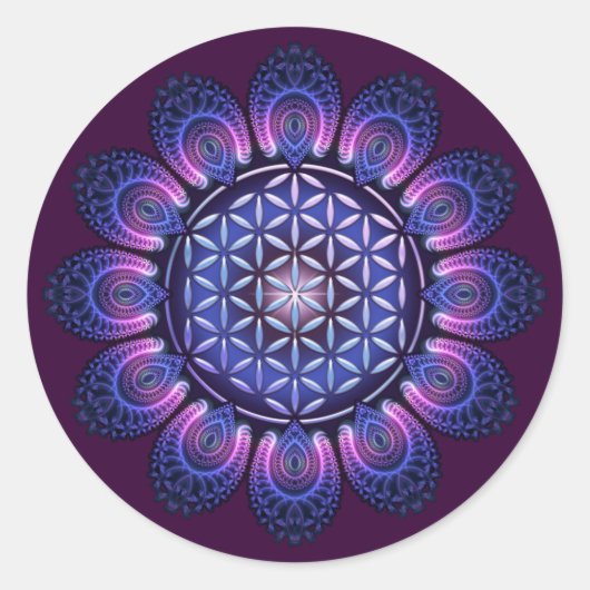 FLOWER OF LIFE / Blume des Lebens - Mandala II ラウンドシール (正面)