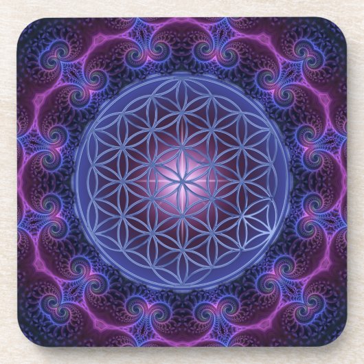 FLOWER OF LIFE/Blume des Lebens Mandala II Square コースター (正面)