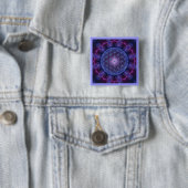 FLOWER OF LIFE/Blume des Lebens Mandala II Square 缶バッジ (インサイチュ)