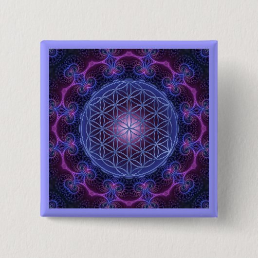 FLOWER OF LIFE/Blume des Lebens Mandala II Square 缶バッジ (正面)