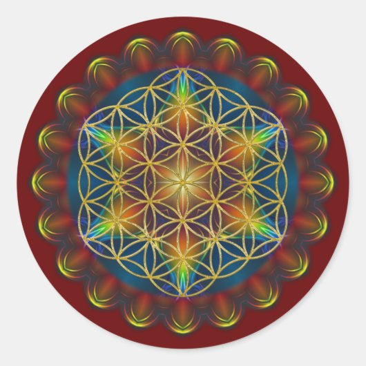 FLOWER OF LIFE / Blume des Lebens - Mandala III ラウンドシール (正面)