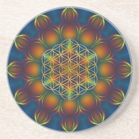 FLOWER OF LIFE/Blume des Lebens Mandala III Square コースター (正面)