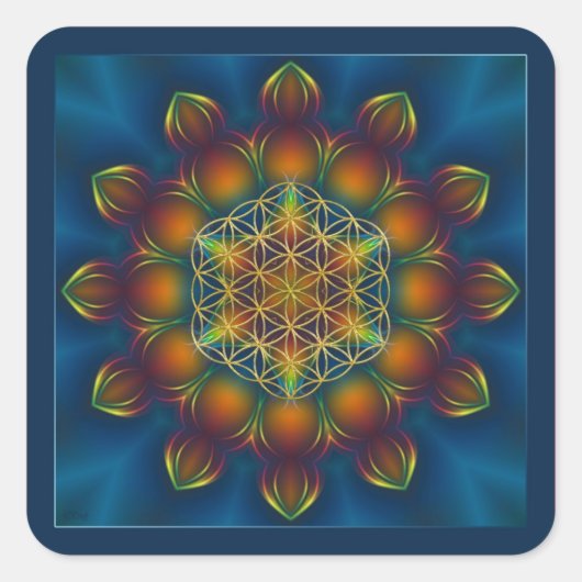 FLOWER OF LIFE/Blume des Lebens Mandala III Square スクエアシール (正面)