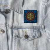 FLOWER OF LIFE/Blume des Lebens Mandala III Square 缶バッジ (インサイチュ)