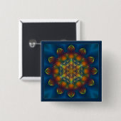 FLOWER OF LIFE/Blume des Lebens Mandala III Square 缶バッジ (正面&裏面)
