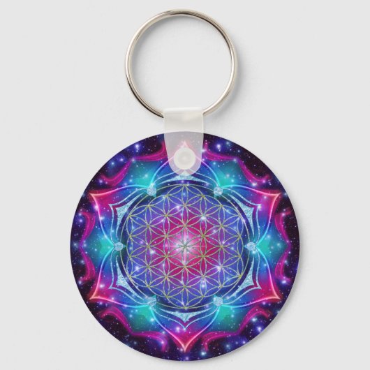 FLOWER OF LIFE/Blume des Lebens Mandala IV Square キーホルダー (正面)