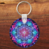 FLOWER OF LIFE/Blume des Lebens Mandala IV Square キーホルダー (正面)