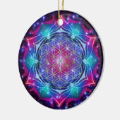FLOWER OF LIFE/Blume des Lebens Mandala IV Square セラミックオーナメント (左)
