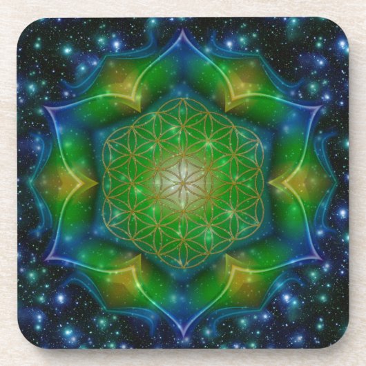 FLOWER OF LIFE/Blume des Lebens Mandala V Square コースター (正面)