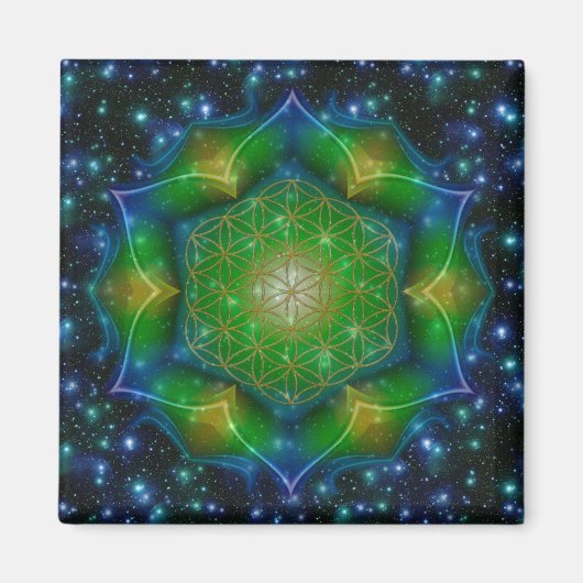 FLOWER OF LIFE/Blume des Lebens Mandala V Square マグネット (正面)