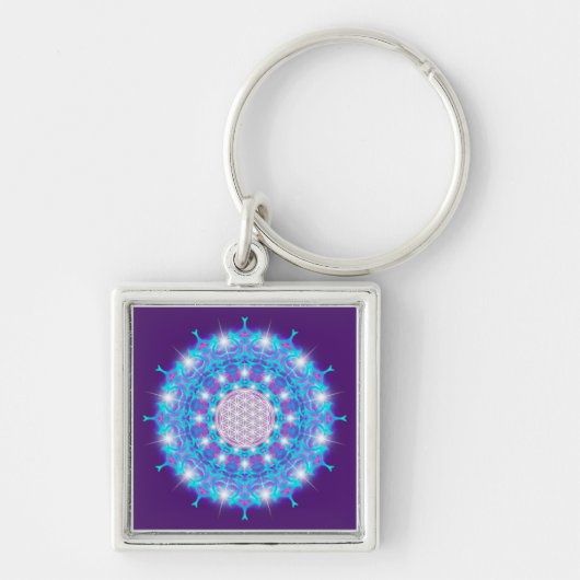 FLOWER OF LIFE/Blume des Lebens Stars Mandala キーホルダー (正面)