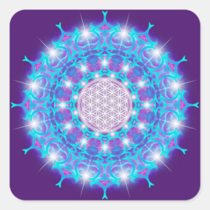 FLOWER OF LIFE/Blume des Lebens Stars Mandala スクエアシール