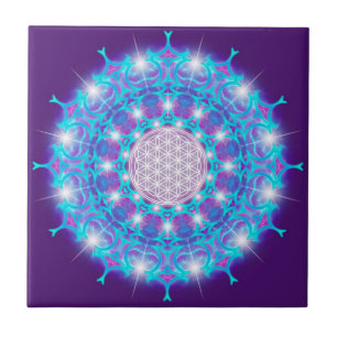 FLOWER OF LIFE/Blume des Lebens Stars Mandala タイル