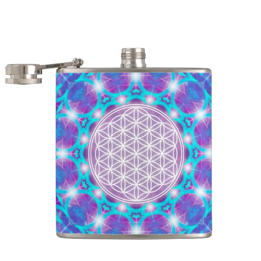 FLOWER OF LIFE/Blume des Lebens Stars Mandala フラスク (オープン)