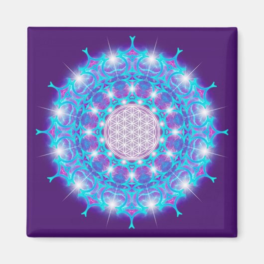 FLOWER OF LIFE/Blume des Lebens Stars Mandala マグネット (正面)