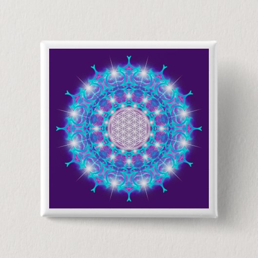 FLOWER OF LIFE/Blume des Lebens Stars Mandala 缶バッジ (正面)