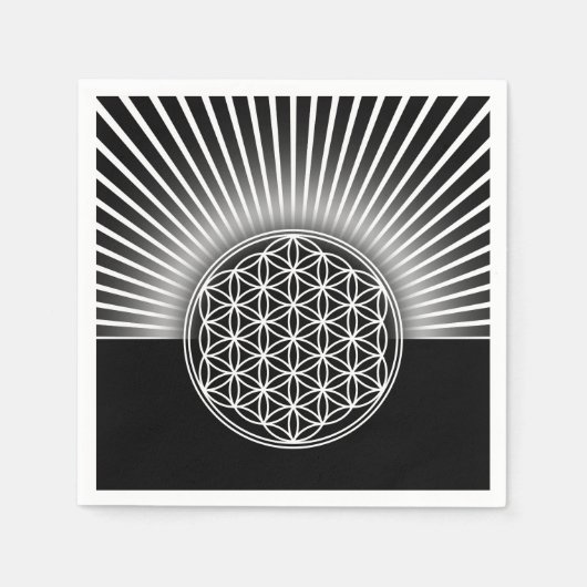 Flower Of Life / Blume des Lebens - white rays II スタンダードカクテルナプキン (正面)