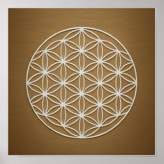 Flower of Life Bronzeホワイト・ポスター ポスター (正面)