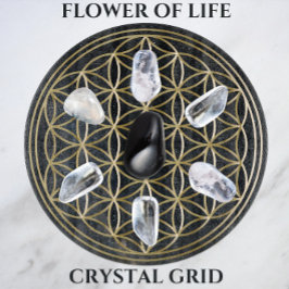 Flower of Life Golden Crystal Grid in Cosmos カッティングボード
