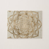 Flower of Life in Lotus – パステルゴールドとキャンバス ジグソーパズル (横)