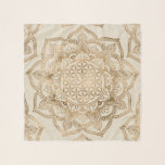 Flower of Life in Lotus – パステルゴールドとキャンバス スカーフ<br><div class="desc">Flower of Life in Lotus – パステルゴールドとキャンバス</div>