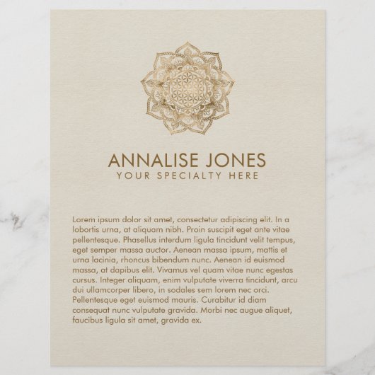 Flower of Life in Lotus – パステルゴールドとキャンバス チラシ (正面)