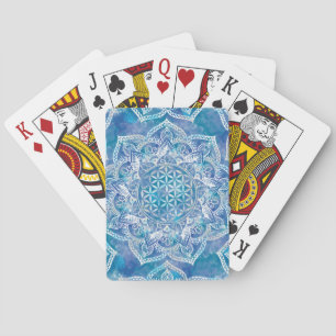Flower of Life in Lotus – 水彩青 トランプ