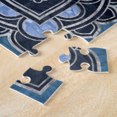 Flower of Life in Lotus - Blue Crystal and Silver ジグソーパズル (側面)