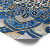 Flower of Life in Lotus - Blue Marble and Pearl ポスター (角)